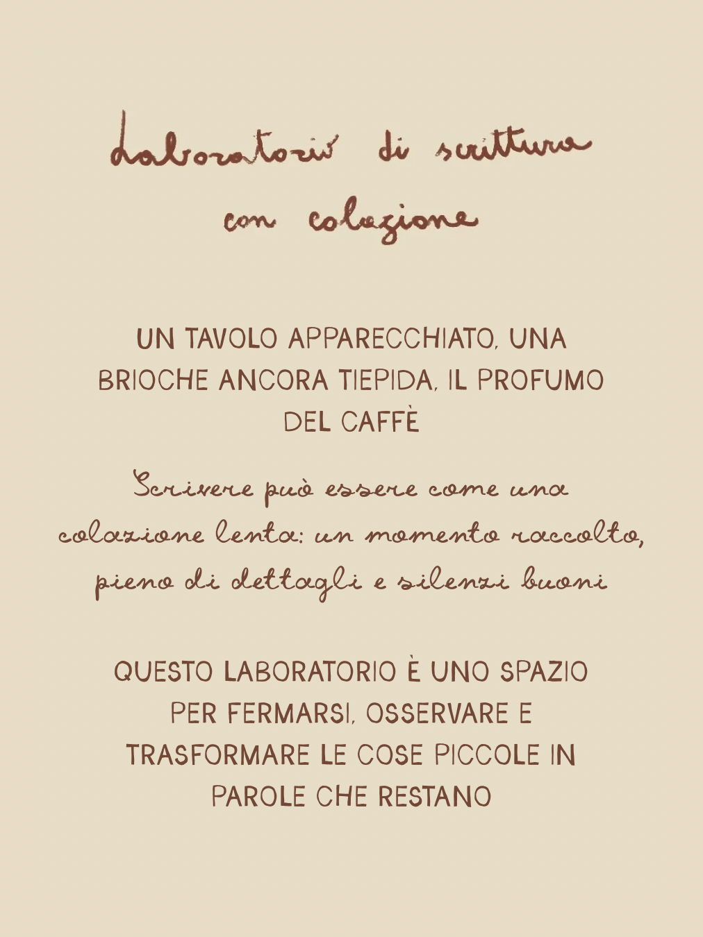SCRIVERE LE COSE PICCOLE - Workshop di scrittura