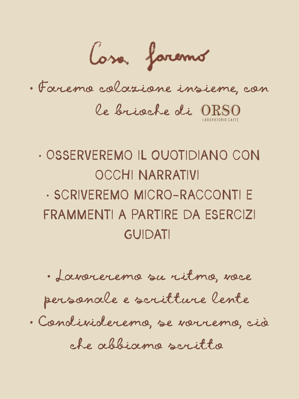 SCRIVERE LE COSE PICCOLE - Workshop di scrittura