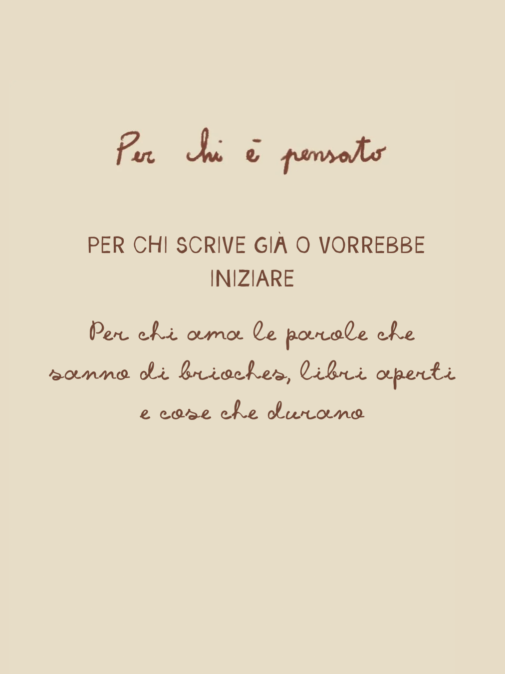 SCRIVERE LE COSE PICCOLE - Workshop di scrittura